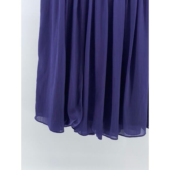 ANN TAYLOR LOFT Women's Purple Pleated Pull-On Sheer A-Line Midi Skirt SZ M - Picture 5 of 10